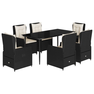 Set mobilier de grădină cu perne, 7 piese, negru, poliratan - Img 2
