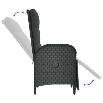Set mobilier de grădină cu perne, 7 piese, negru, poliratan - Img 5