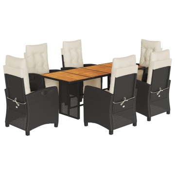 Set mobilier de grădină cu perne, 7 piese, negru, poliratan - Img 2