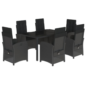 Set mobilier de grădină cu perne, 7 piese, negru, poliratan - Img 2