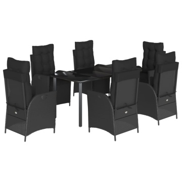 Set mobilier de grădină cu perne, 7 piese, negru, poliratan - Img 2
