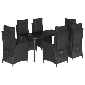 Set mobilier de grădină cu perne, 7 piese, negru, poliratan - Img 2