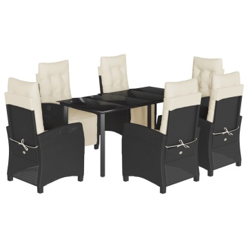 Set mobilier de grădină cu perne, 7 piese, negru, poliratan - Img 2