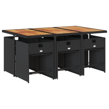 Set mobilier de grădină cu perne, 7 piese, negru, poliratan - Img 3