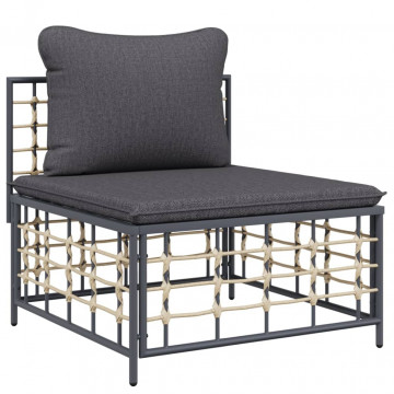 Set mobilier de grădină cu perne, 8 piese, antracit, poliratan - Img 3