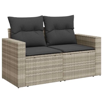 Set mobilier de grădină cu perne, 8 piese gri deschis poliratan - Img 3