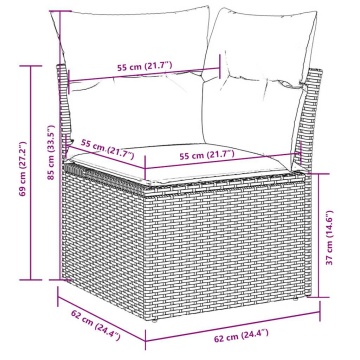 Set mobilier de grădină cu perne, 8 piese gri deschis poliratan - Img 7