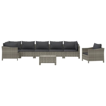 Set mobilier de grădină cu perne, 8 piese, gri, poliratan - Img 3