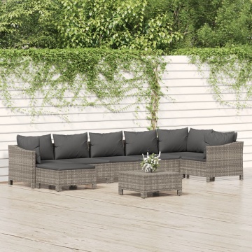 Set mobilier de grădină cu perne, 8 piese, gri, poliratan - Img 1