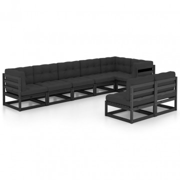 Set mobilier de grădină cu perne, 8 piese, lemn masiv de pin - Img 2