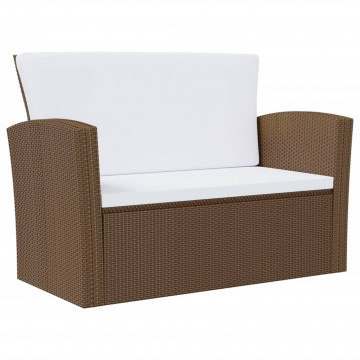 Set mobilier de grădină cu perne, 8 piese, maro, poliratan - Img 8