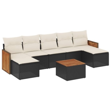 Set mobilier de grădină cu perne, 8 piese, negru, poliratan - Img 2