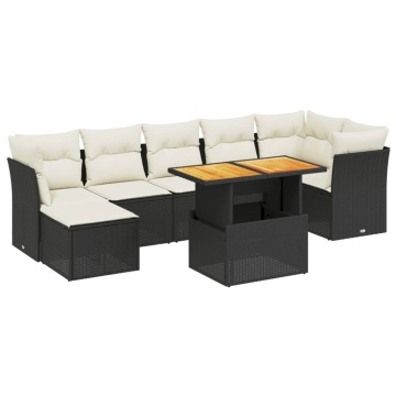Set mobilier de grădină cu perne, 8 piese, negru, poliratan - Img 2