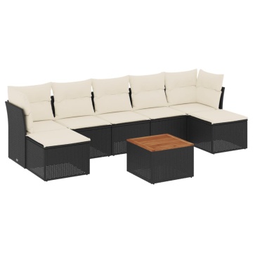 Set mobilier de grădină cu perne, 8 piese, negru, poliratan - Img 2