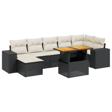 Set mobilier de grădină cu perne, 8 piese, negru, poliratan - Img 2