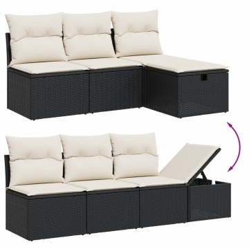 Set mobilier de grădină cu perne, 8 piese, negru, poliratan - Img 3