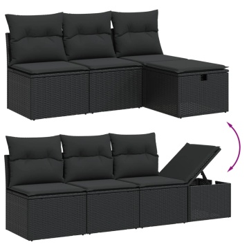 Set mobilier de grădină cu perne, 8 piese, negru, poliratan - Img 3