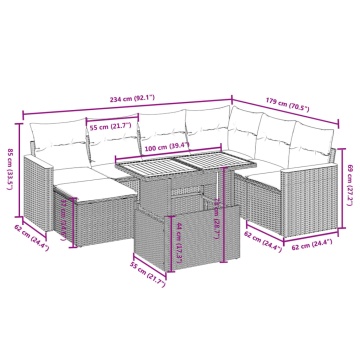 Set mobilier de grădină cu perne, 8 piese, negru, poliratan - Img 3