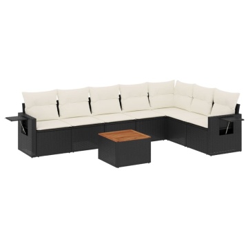 Set mobilier de grădină cu perne, 8 piese, negru, poliratan - Img 2
