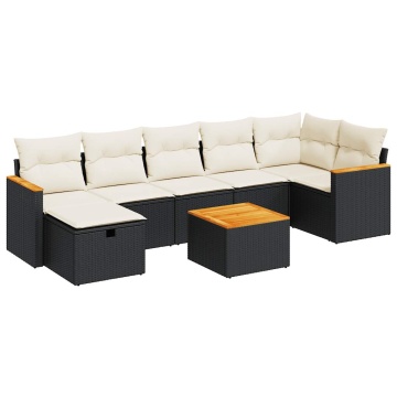 Set mobilier de grădină cu perne, 8 piese, negru, poliratan - Img 2