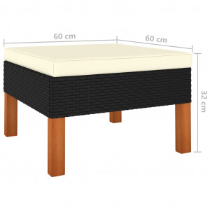 Set mobilier de grădină cu perne, 8 piese, negru, poliratan - Img 6