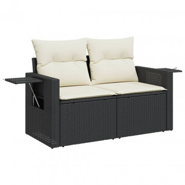 Set mobilier de grădină cu perne, 8 piese, negru, poliratan - Img 5