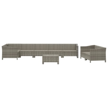 Set mobilier de grădină cu perne, 9 piese, gri, poliratan - Img 4