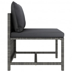 Set mobilier de grădină cu perne, 9 piese, gri, poliratan - Img 7