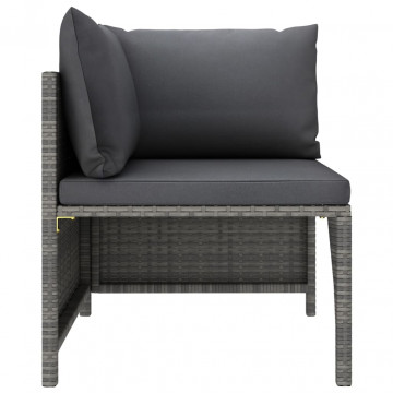 Set mobilier de grădină cu perne, 9 piese, gri, poliratan - Img 4