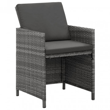 Set mobilier de grădină cu perne, 9 piese, gri, poliratan - Img 4