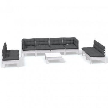 Set mobilier de grădină cu perne, 9 piese, lemn masiv de pin - Img 2