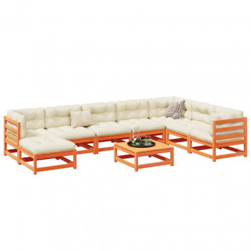 Set mobilier de grădină cu perne, 9 piese, lemn masiv de pin - Img 1