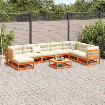 Set mobilier de grădină cu perne, 9 piese, lemn masiv de pin - Img 3