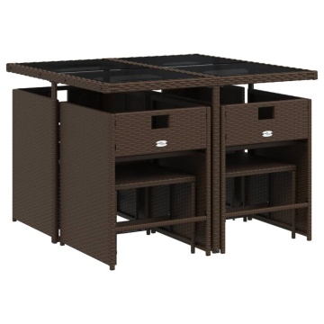 Set mobilier de grădină cu perne, 9 piese, maro, poliratan - Img 3