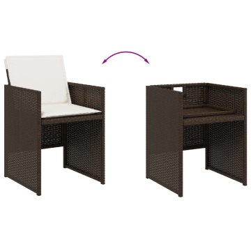 Set mobilier de grădină cu perne, 9 piese, maro, poliratan - Img 6