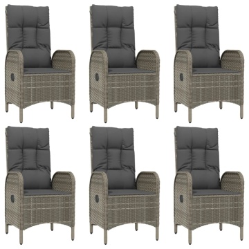 Set mobilier de grădină cu perne, 9 piese, negru/gri, poliratan - Img 4