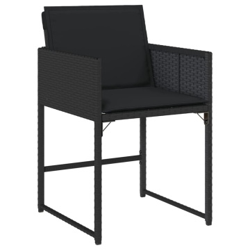Set mobilier de grădină cu perne, 9 piese, negru, poliratan - Img 3