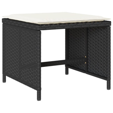 Set mobilier de grădină cu perne, 9 piese, negru, poliratan - Img 5