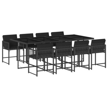 Set mobilier de grădină cu perne, 9 piese, negru, poliratan - Img 2