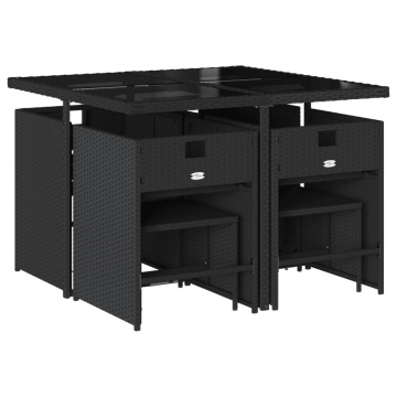 Set mobilier de grădină cu perne, 9 piese, negru, poliratan - Img 3