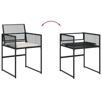 Set mobilier de grădină cu perne, 9 piese, negru, poliratan - Img 7