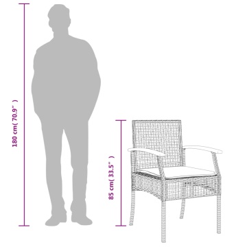 Set mobilier de grădină cu perne, 9 piese, negru, poliratan - Img 6
