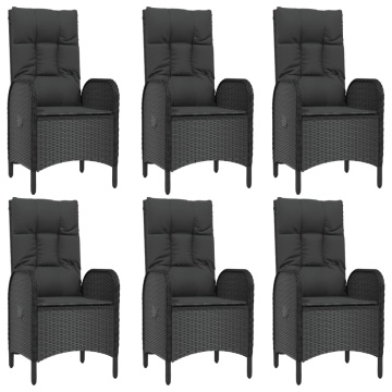 Set mobilier de grădină cu perne, 9 piese, negru, poliratan - Img 4