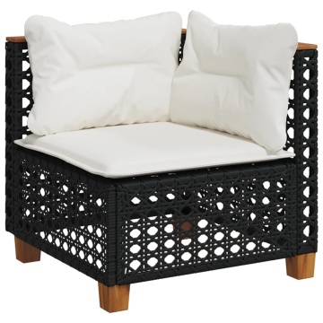 Set mobilier de grădină cu perne, 9 piese, negru, poliratan - Img 3
