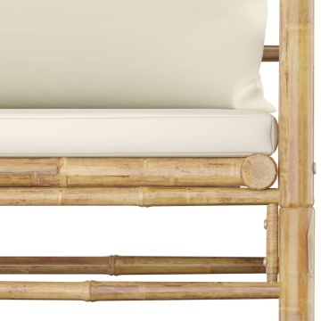 Set mobilier de grădină cu perne alb crem, 7 piese, bambus - Img 7