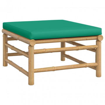 Set mobilier de grădină cu perne verzi, 10 piese, bambus - Img 5