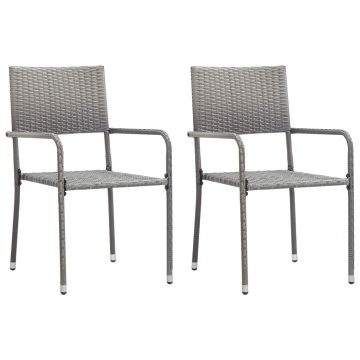 Set mobilier de grădină, gri, 3 piese, antracit, poli ratan - Img 3