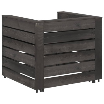 Set mobilier de grădină paleți, 2 piese, gri, lemn pin tratat - Img 4