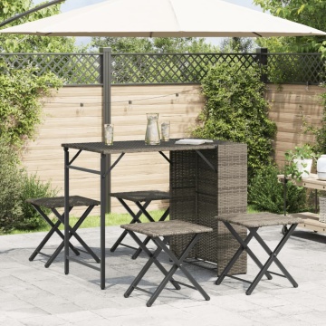 Set mobilier de grădină, pliabil, 5 piese, gri, poliratan - Img 3