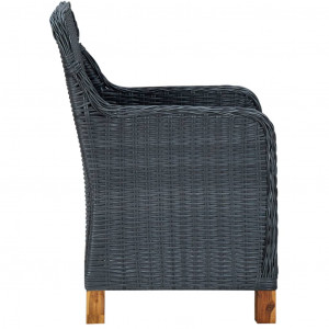 Set mobilier exterior cu perne, 7 piese, gri închis, poliratan - Img 6